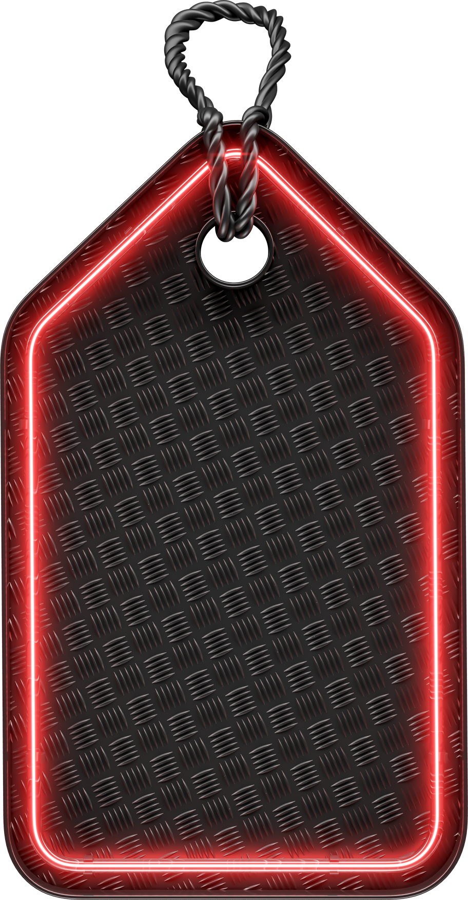 Black and red shopping tag with neon in 3d render