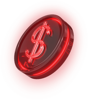 Neon coin with money symbol 3d render